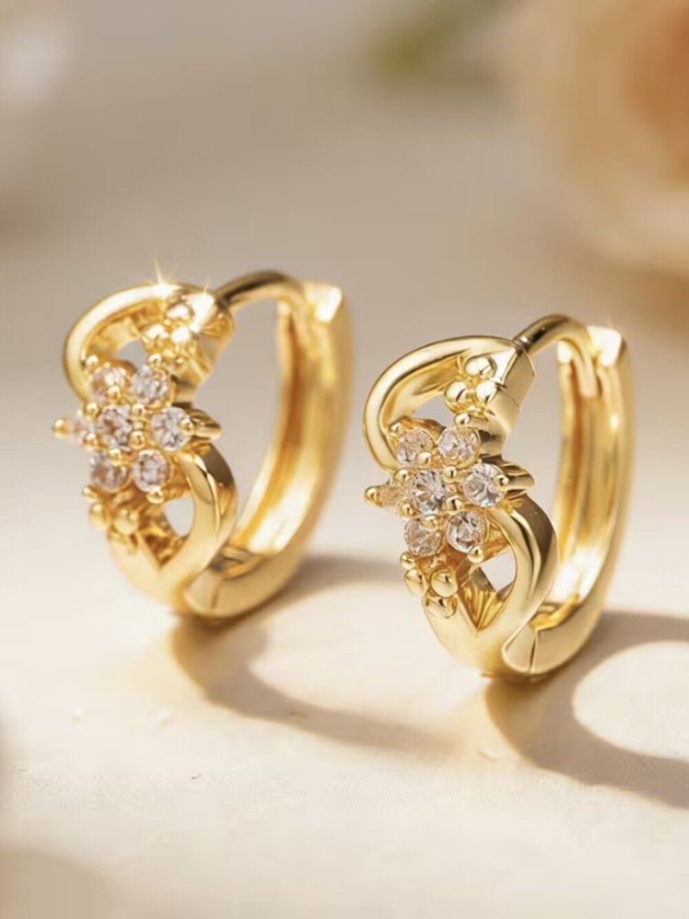 18K Gold Womens 2ct Diamond Small Hoop Earrings NEW 18 Karat Silver Jewelry